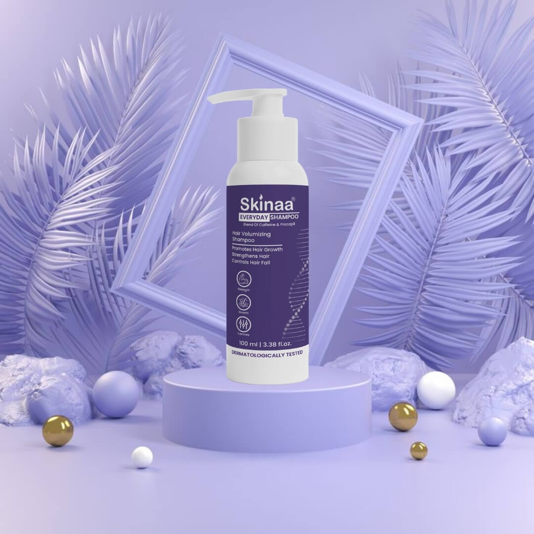 Skinaa Everyday Shampoo bottle – mild daily use shampoo with nourishing formula for soft, smooth, and healthy hair.